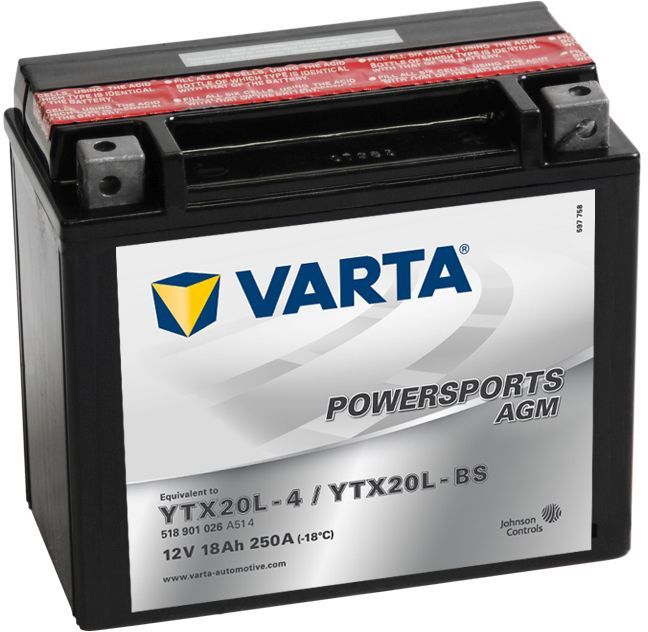 Аккумулятор Varta Moto 12V18A (015 018) сух.заряж.